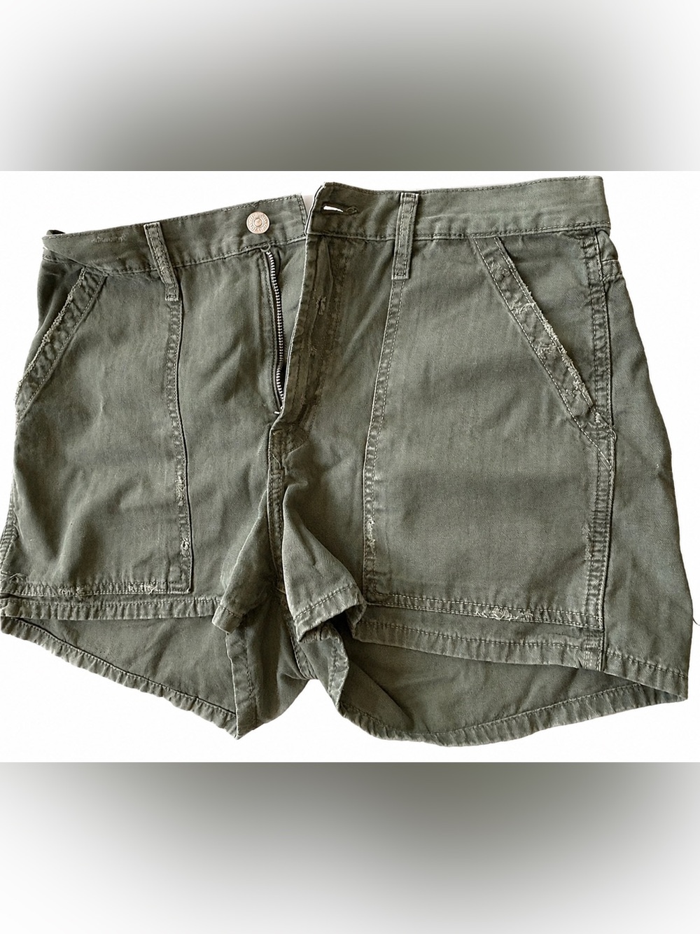 ZARA NWOT Olive Green Cargo High-Waist Women's Shorts